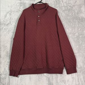 Duluth Trading Maroon Quilted Relaxed Fit 1/4 Snap Kangaroo Pullover Size XL